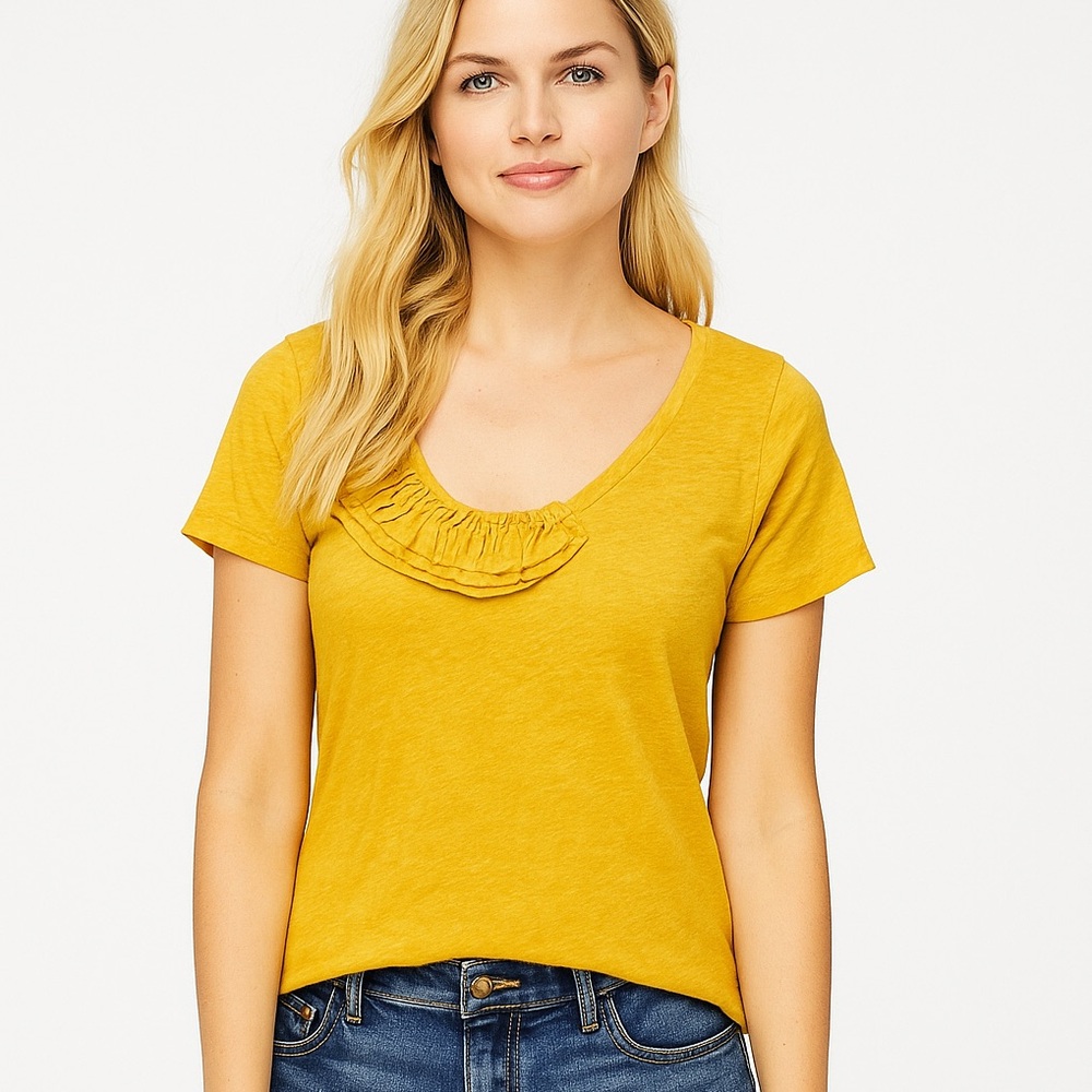 🆕 J. CREW Side Ruffle Scoopneck Tee Top